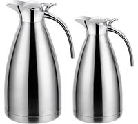 lot de 2 thermos de 1L + 1,5L théière isolante thermos cafetière argentée