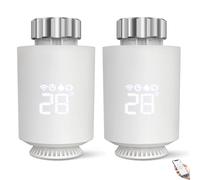 Lot de 2 thermostats de radiateur intelligents, compatibles avec Alexa/Home Assistant/ZigBee, thermostat de chauffage programmable, commande vocale, régulateur de chauffage Smart Home pour toutes les