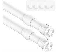 Lot de 2 tiges de blocage pour rideaux, tringle télescopique, sans perçage, extensible - Blanc, 18-27 cm (diamètre 13 mm)