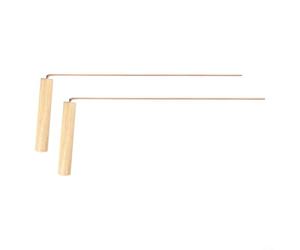 Lot de 2 tiges de radiesthésie en cuivre pur avec poignées en bois, détection de l'eau pour équipement de prospection minérale, ensemble d'outils de divination, poteaux de détection de métaux