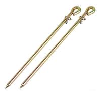 Lot de 2 tiges de terre en acier massif, 1,2 m, 1,5 cm, très résistantes pour mise à la terre, avec œillet ovale et collier de serrage pré-installé, tige de terre revêtue de zinc antirouille pour