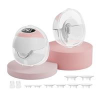Lot de 2 tire-lait électriques mains libres, 3 modes et 15 niveaux, aspiration forte de 320 mmHg, bride anti-fuite à double étanchéité pour un confort semblable à celui de bébé, bride réglable de 18