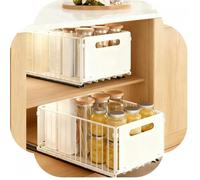 Lot de 2 tiroir coulissant cuisine-MENGDA-Organisateur de placard extensible-Aucun perçage ni clouage requis-38×25×19cm-Blanc