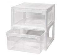 Lot de 2 tiroirs Boîtes avec utilitaires Volume 22 L par boîte. Convient pour par ex. Pull, Shirt, pantalon, papier, etc. Dimensions Pro Box : 39,6 x 52 x 16,9 cm
