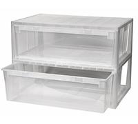 Lot de 2 tiroirs Boîtes avec volume utilitaires 36 L par boîte. Convient pour par ex. Pull, Shirt, pantalon, papier, etc. Dimensions Pro Box : 59,6 x 39 x 21,3 cm
