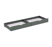 Lot de 2 tiroirs de rangement verts sous lit en bois, coffre en bois avec roulettes rangeable sous sommier