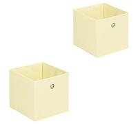 Lot de 2 tiroirs en Tissu Beige ELA boîte de Rangement Ouverte avec poignée dim 27 x 27 x 27 cm, idéal pour Cube de Rangement, bac Pliable pour Linge Jouets vêtements