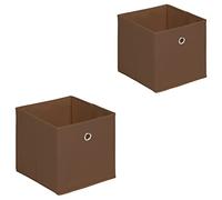 Lot de 2 tiroirs en Tissu Brun ELA boîte de Rangement Ouverte avec poignée dim 27 x27 x 27 cm, idéal pour Cube de Rangement, bac Pliable pour Linge Jouets vêtements