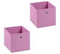 Lot de 2 tiroirs en Tissu Rose ELA boîte de Rangement Ouverte avec poignée dim 27 x 27 x 27 cm, idéal pour Cube de Rangement bac Pliable pour Linge Jouets vêtements