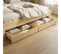 Lot de 2 Tiroirs Lit en Bois Naturel Rangement Sous-Lit à Roulettes Homestyle4u