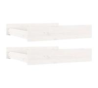 Lot de 2 Tiroirs sous Lit à roulettes, Tiroir de Lit Rangement avec roulettes 2 pcs Blanc Bois de pin Massif