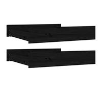 Lot de 2 Tiroirs sous Lit à roulettes, Tiroir de Lit Rangement avec roulettes 2 pcs Noir Bois de pin Massif