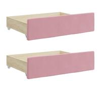Lot de 2 Tiroirs sous Lit à Roulettes, Tiroir de Lit Rangement avec Roulettes 2 pcs rose bois d'ingénierie et velours