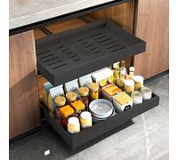 Lot de 2 tiroirs télescopiques extensibles de cuisine - Largeur réglable de 32 à 53 cm - Avec rail auto-adhésif silencieux - Pas de perçage ni de clouage nécessaires