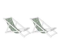 Lot de 2 toiles pour transat ANZIO / AVELLINO motif feuillage blanc / vert