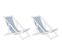 Lot de 2 toiles pour transat ANZIO / AVELLINO motif zigzag bleu / blanc