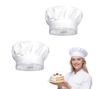 Lot de 2 Toques de Chef Unisexe en Coton - Chapeau de Cuisine Réglable avec Filet Intérieur - Blanc, pour Hommes et Femmes Professionnels