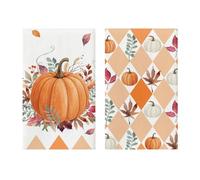 Lot De 2 Torchon Absorbant Déco Automne Motif Citrouille | Ce Torchon Automne 40x60cm En Tissu Doux Est Idéal Pour Sécher La Vaisselle. Un Accessoire De Cuisine Au Séchage Rapide.