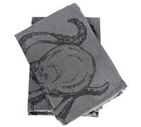 Lot de 2 torchons de cuisine 50x70 cm 100% coton ATLANTIC motif pieuvre gris