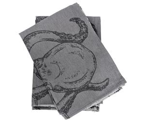 Lot de 2 torchons de cuisine 50x70 cm 100% coton ATLANTIC motif pieuvre gris