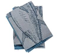 Lot de 2 torchons de cuisine 50x70 cm 100% coton ATLANTIC motif poisson bleu
