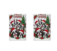 Lot de 2 torchons de cuisine à séchage rapide Motif Marry Christmas Tree Boston Terrier Boston Terrier, Père Noël, bonhomme de neige, cadeau de pendaison de crémaillère pour la maison, la cuisine, la