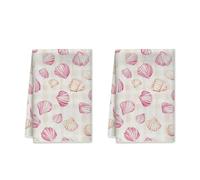 Lot de 2 torchons de cuisine en coquillage fantaisie, vagues de plage côtières, pêche, séchage de cuisinière, décoration de cuisine pour véhicule récréatif, 40,6 x 61 cm