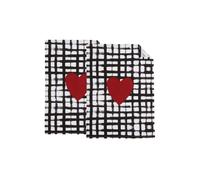 Lot de 2 torchons de cuisine en coton coeurs