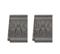 Lot de 2 torchons de cuisine réutilisables motif pieuvre en zigzag nautique moderne, vagues d'été, gris, 40,6 x 61 cm