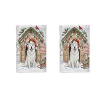 Lot de 2 torchons de cuisine rustiques à séchage rapide Motif traîneau des Pyrénées - Cadeau de pendaison de crémaillère pour la maison, la cuisine, la salle de bain