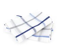 Lot de 2 torchons de cuisine toile 50x70 cm SQUARES LIN bleu coton et lin