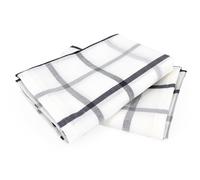 Lot de 2 torchons de cuisine toile 50x70 cm SQUARES LIN gris coton et lin