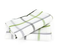 Lot de 2 torchons de cuisine toile 50x70 cm SQUARES LIN vert coton et lin
