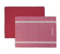 Lot de 2 torchons en coton SEL et POIVRE rouge, brodé 50x70 cm Rouge G