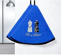 Lot de 2 Torchons Essuie Mains Sel et Poivre - Essuie Mains Cuisine Rond avec Attache - Motifs Brodés - 100% Coton - Ø 65 cm de diamètre - Lavable en Machine (Bleu, Lot de 2)