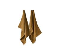 AltoBuy Margaux - Lot de 2 Torchons Essuie-Vaisselle 50x70cm Lin Lavé Caramel