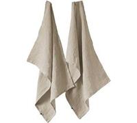 Lot de 2 Torchons Essuie-vaisselle 50x70cm Lin Lavé Sable - MARGAUX -