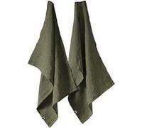 MARGAUX - Lot de 2 Torchons Essuie-vaisselle 50x70cm Lin Lavé Thym - Altobuy Vert G