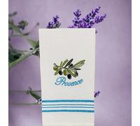 Lot de 2 Torchons Nid d’Abeille 100% Coton - Serviettes de Cuisine - Motif Brodé - Torchon à Vaisselle Blanc - 45 x 65 cm (New Olivier)