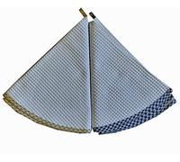 Lot de 2 torchons ronds en nid d'abeille. Dimensions : 71 x 71 cm. Fabriqués en Italie. 100 % coton.