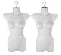 Lot de 2 torse féminin - 70 cm - Torse pour femme en plastique - Haut du corps semi-plastique de couleur blanche - Buste de mannequin - Body semi-plastique pour femme - Figurine de poupée - Demi-bol