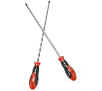 Lot de 2 tournevis extra longs de 30,5 cm, tête cruciforme magnétique fendue et cruciforme, tige en acier au chrome vanadium avec poignée en caoutchouc pour les zones difficiles à atteindre