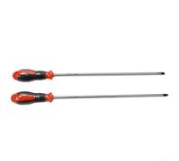 Lot de 2 tournevis magnétiques extra longs de 30,5 cm à tête cruciforme pour tournevis cruciforme, avec poignée en caoutchouc