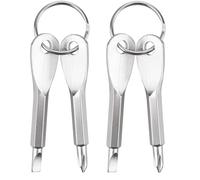 Lot de 2 tournevis porte-clés 4 en 1 avec ruciforme, fente et clé hexagonale - Gadgets cool pour homme