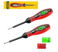 Lot de 2 tournevis testeurs de tension, double plage AC 30 V-1000 V/11 V-450 V, testeur de phase sans contact avec écran LCD et alarme acoustique, outil de test électrique, détecteur de point d'arrêt