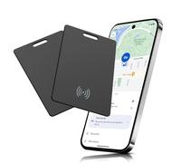 Lot de 2 trackers portefeuille pour Android, carte de suivi intelligente sans fil rechargeable, carte de suivi de portefeuille fine compatible avec Google Mon appareil (Android uniquement), noir
