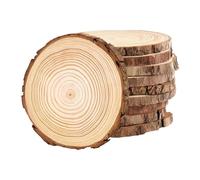 Lot de 2 tranches de bois naturel avec écorces d'arbre, cercle en bois de pin brut brut pour travaux manuels, dessous de verre, décoration de mariage rustique, 10 x 10 x 0,1 cm