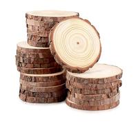 Lot de 2 tranches de bois naturel brut avec écorces d'arbre - Centre de table rustique pour décoration de table - 16 à 18 cm