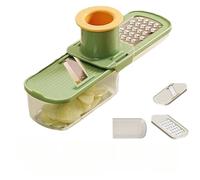 Lot de 2 tranches de cuisine 4 en 1 : trancheuse à ail ultra fine, hachoir, mandoline et coupe-légumes avec récipient (2 pièces, beige)