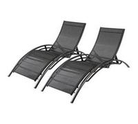 Concept Usine – Lot de 2 transats Bahia – Chaise longue d'extérieur, 6 positions – Noir